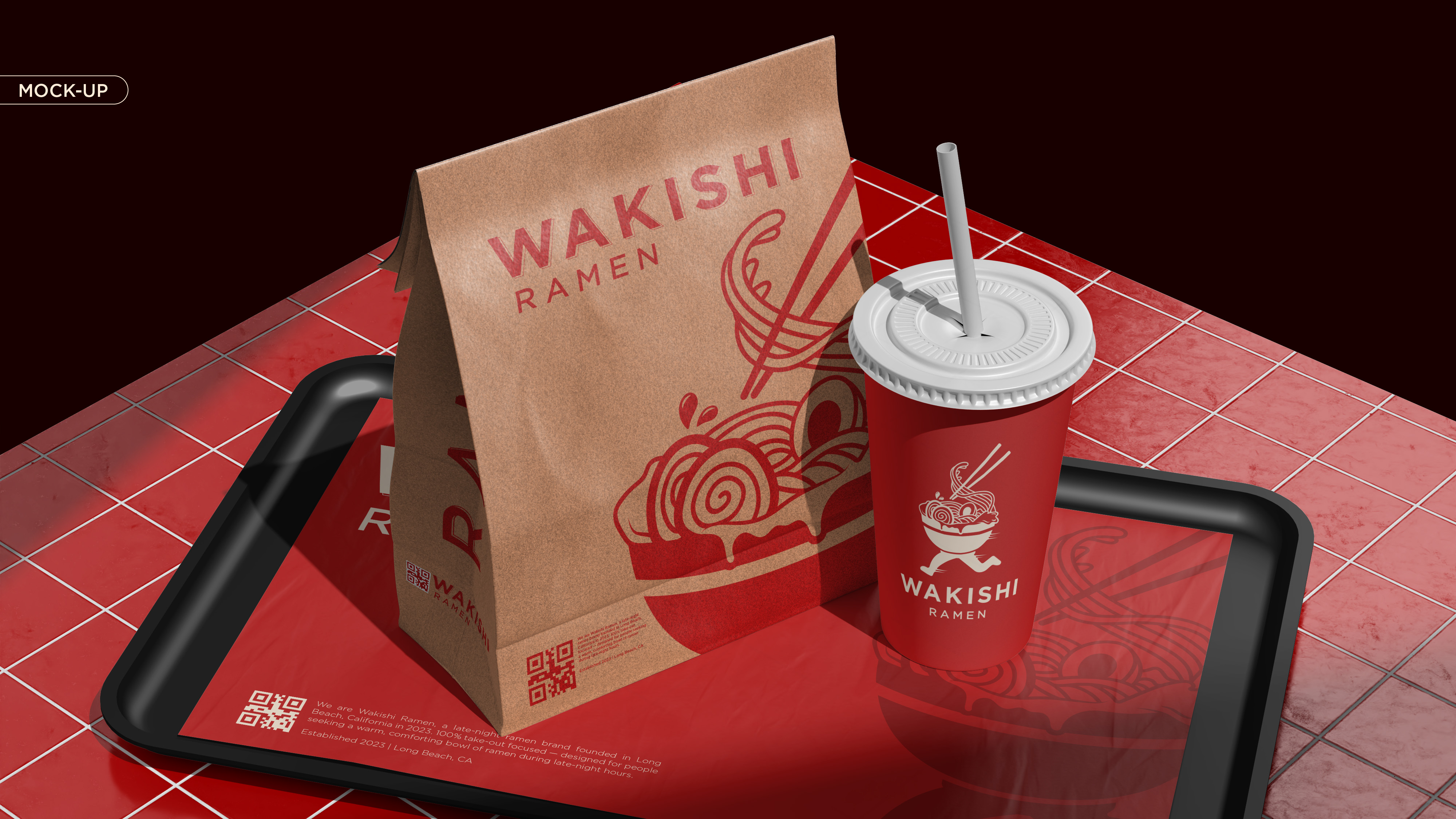 Wakishi Ramen Take-Out Bag Mock-up