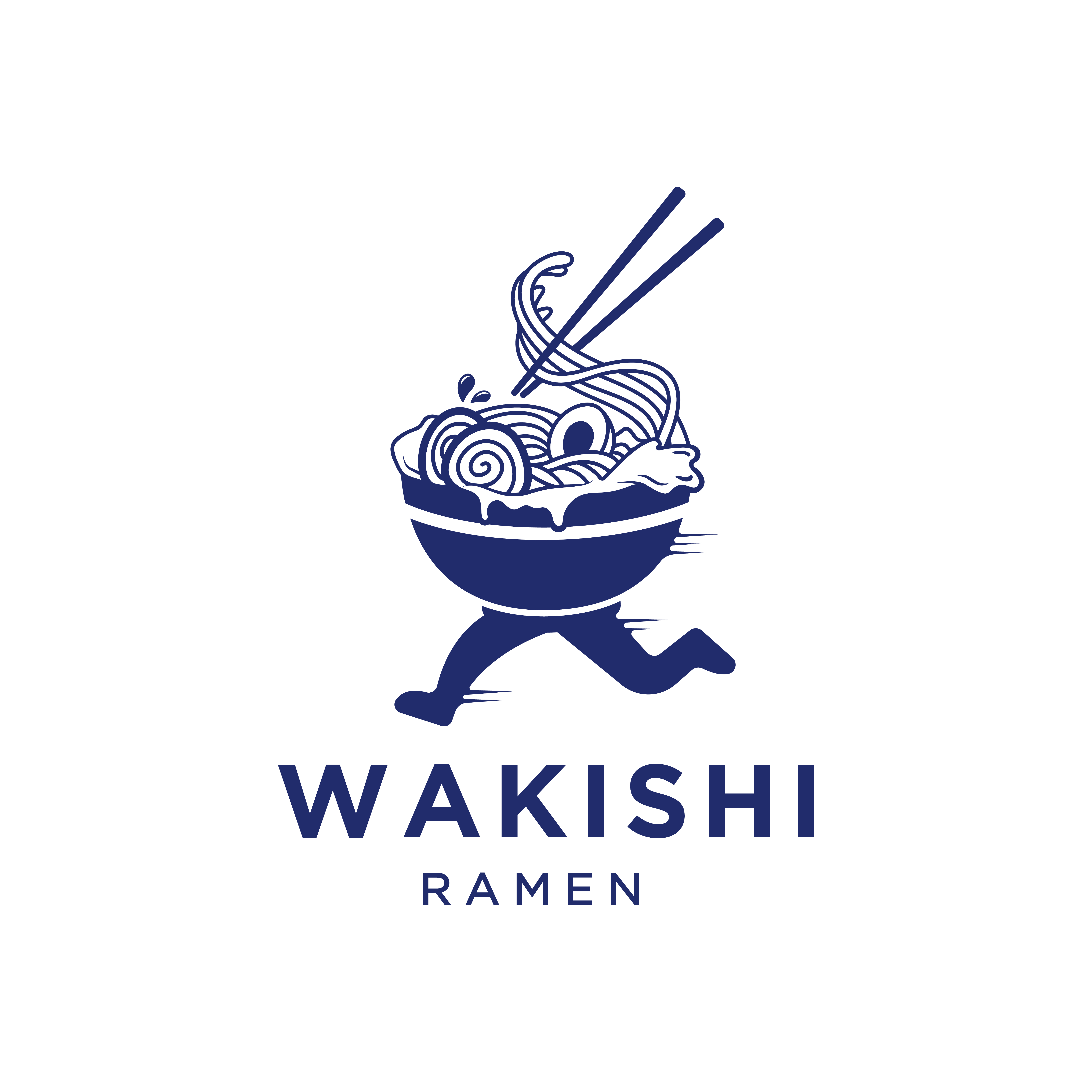 Wakishi Ramen Navy Logo
